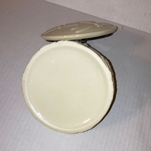 DRAGONFLIES Trinket Jewelry Box 3D Flowers Hinged Mirror Iridescent 5 x 2.5 inch - Picture 10 of 12